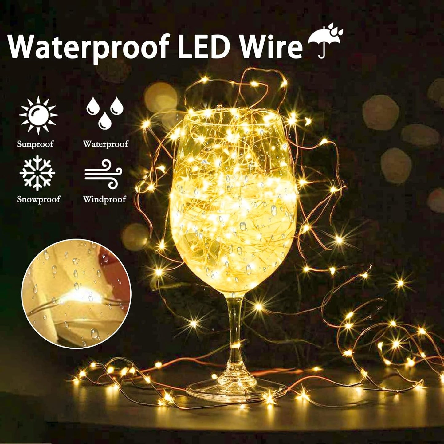 2 Pack Fairy Lights Battery Operated with Remote Control Timer, LED String Lights Outdoor Indoor, 8 Mode Twinkle Lights for Christmas Party Wedding Birthday Bedroom Décor (Warm White)
