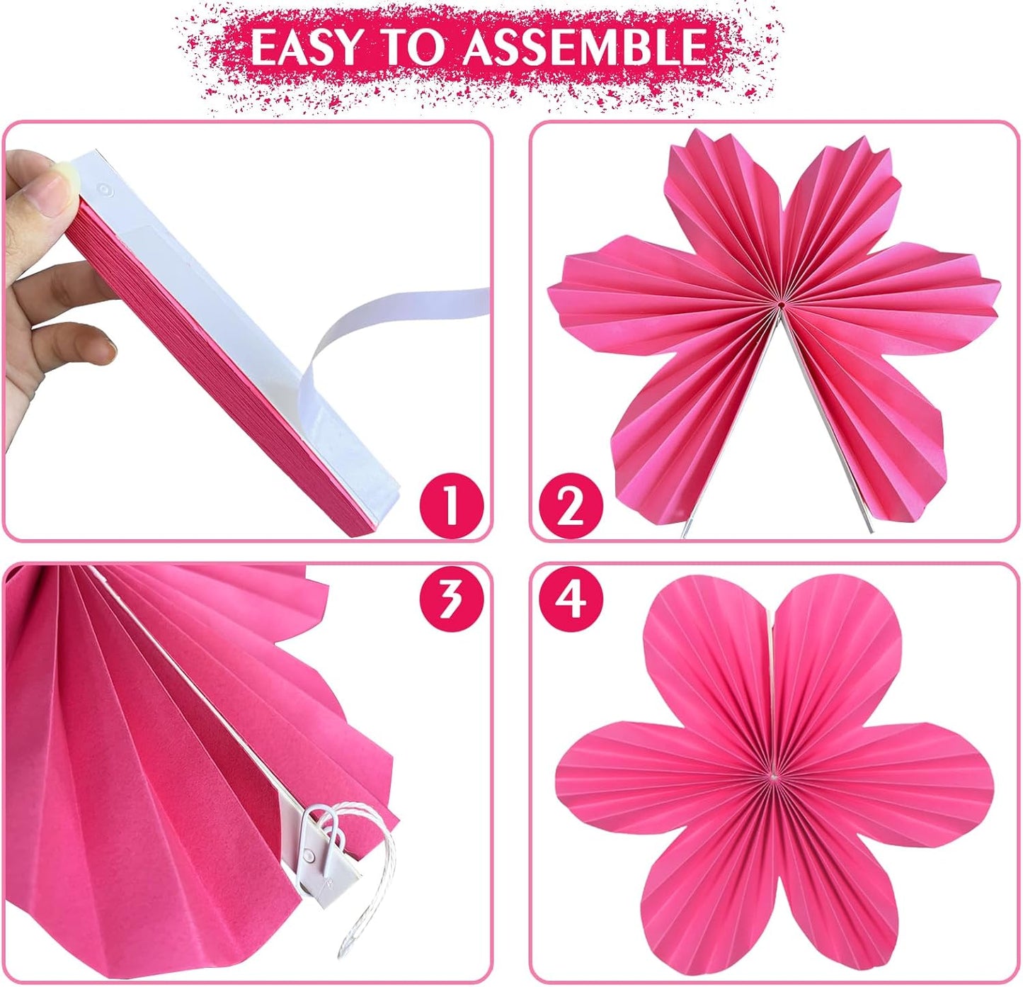 ADLKGG Paper Flowers Leaves Fan Party Decorations, Hanging Flower Wall Backdrop for Classroom Decor, Spring Party Decorations, Wedding, Tropical Jungle Forest Birthday, Fiesta Party, 12pcs