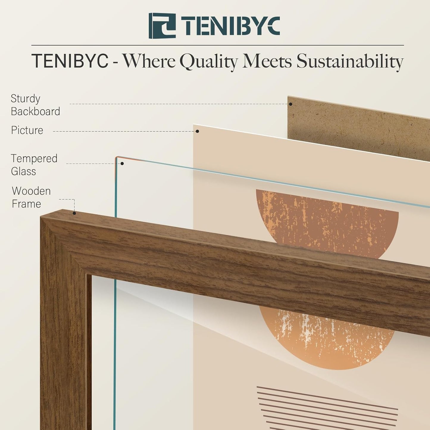 16x20 Picture Frame Set of 3 - Brown Woodgrain, Wood Poster Frame, HD Tempered Glass, Wall Gallery Hanging