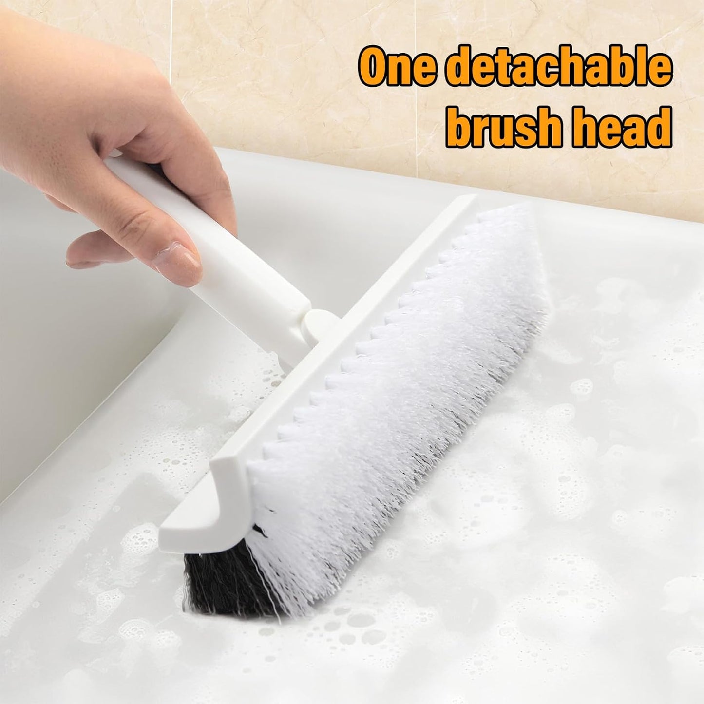 Scrub Brush Floor Brush with Long Handle,Double-Sided V-Shaped Scrub Brush，Shower Floor Scrubber for Cleaning, Tile Scrub Brush with Stiff Bristles, 52'