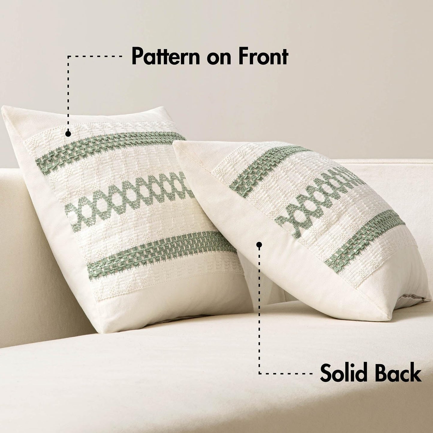 MIULEE Set of 2 Sage Green Boho Decorative Pillow Covers 16x16 Inch Farmhouse Rustic Couch Throw Pillows Modern Cotton Cushion Covers Retro Cute Macrame Woven Home Decor for Bed Sofa Chair