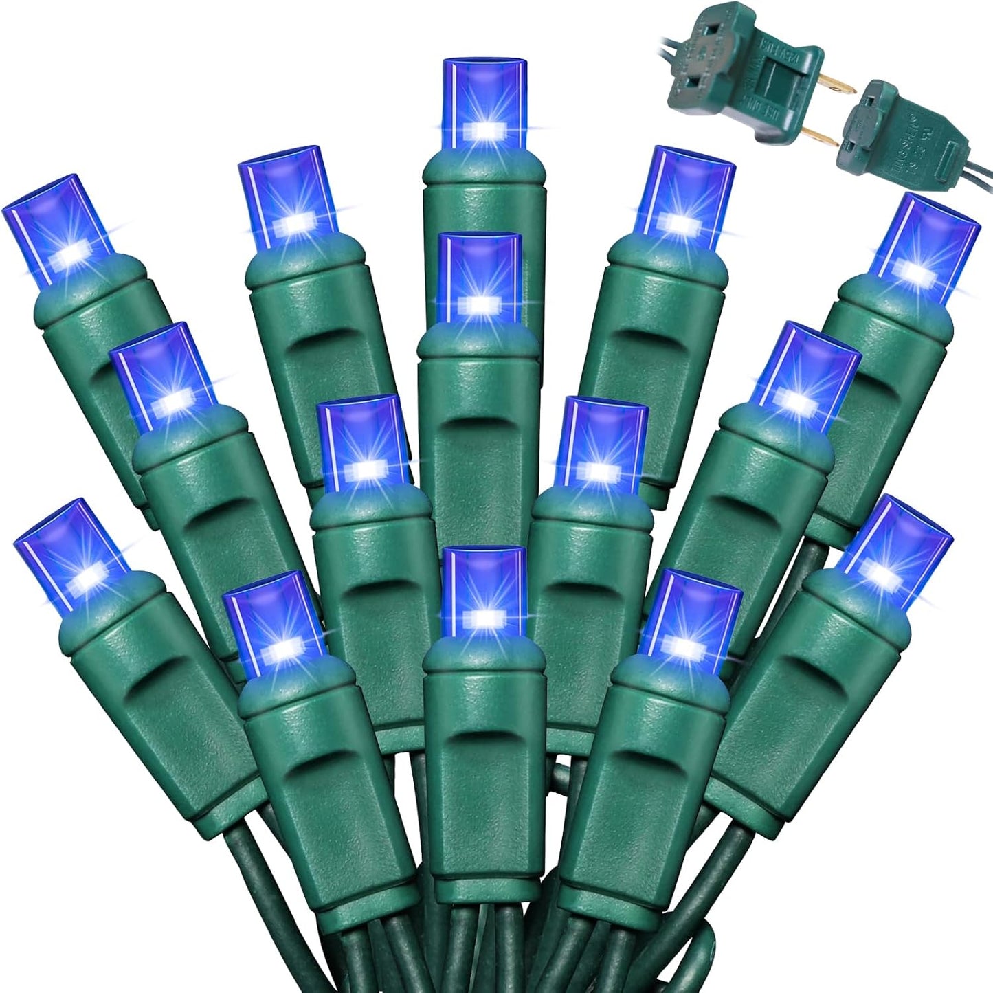 1200LED (24pk of 50L) String Lights, LED Christmas Lights, 6" SPACING,Green Wire, Blue