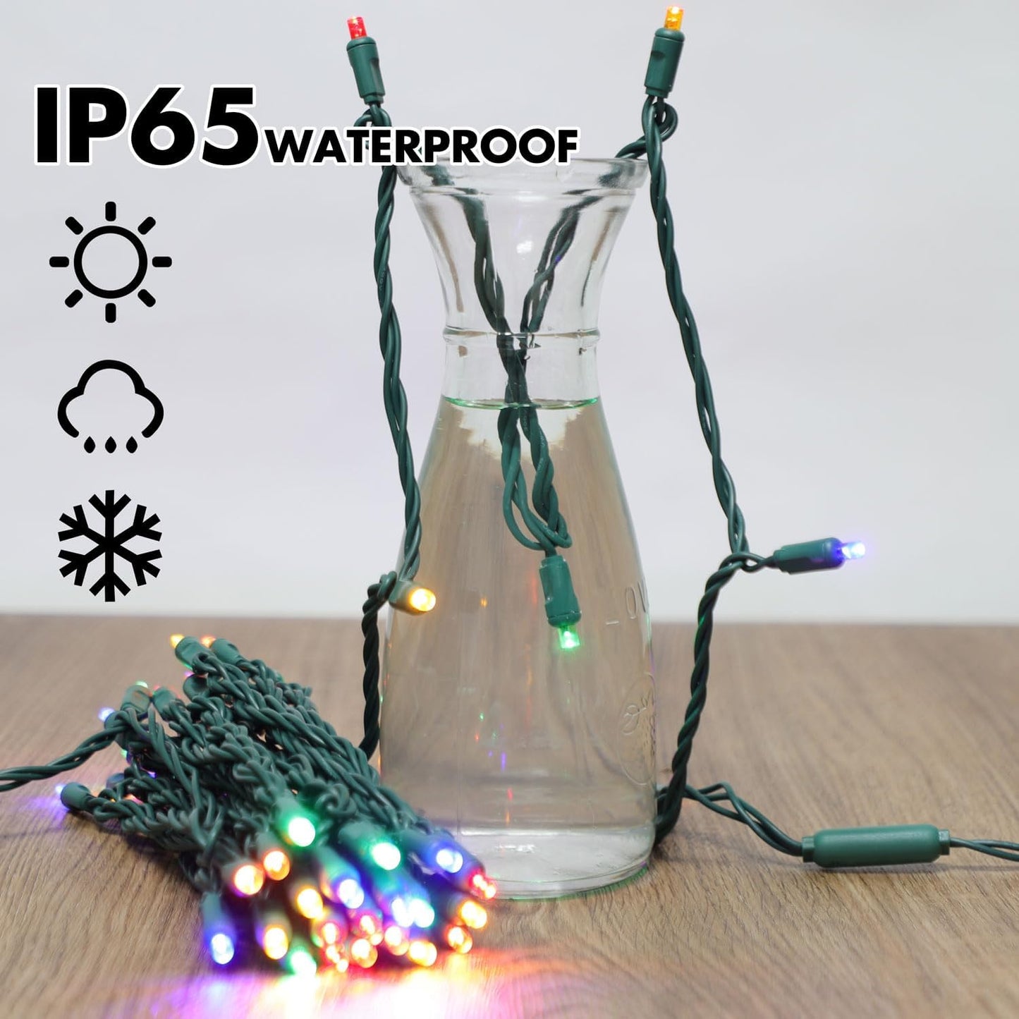 200LED (4pk of 50L) String Lights, LED Christmas Lights, 6" SPACING,Green Wire,Multicolour