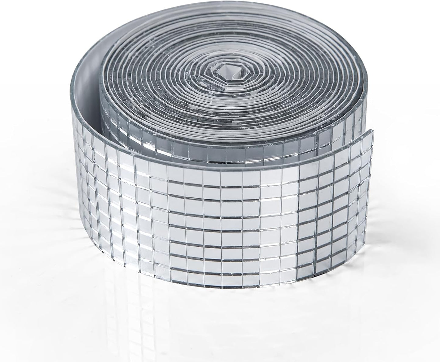 LONGKING 5664 Pieces Self-Adhesive Mirror Tiles, Square Mirror Stickers Mosaic Tiles, Glass DIY Craft Decoration, Disco Ball Tiles (Silver, A Large Roll)