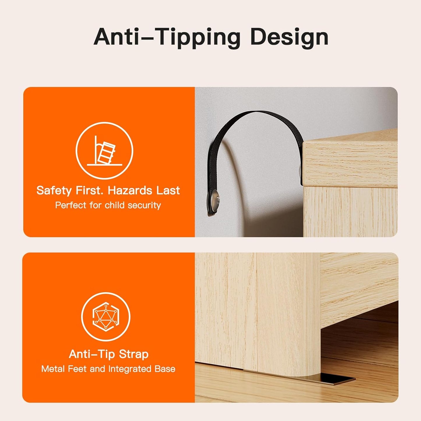 Pipishell Fluted 7 Drawers Dresser, Modern Wood Chest of Drawers, Dressers with Round Edge Design, Dresser TV Stand, Wood Drawer Organizer for Bedroom, Living Room, Hallway, Natural Oak