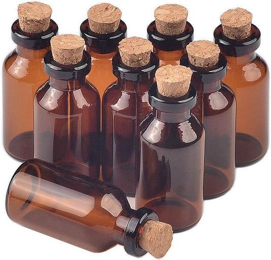 5ml Amber Glass Vials with Cork Empty Brown Tiny Glass Jars Mini Glass Bottles Vials Jars Containers 50units (50, 5ML)