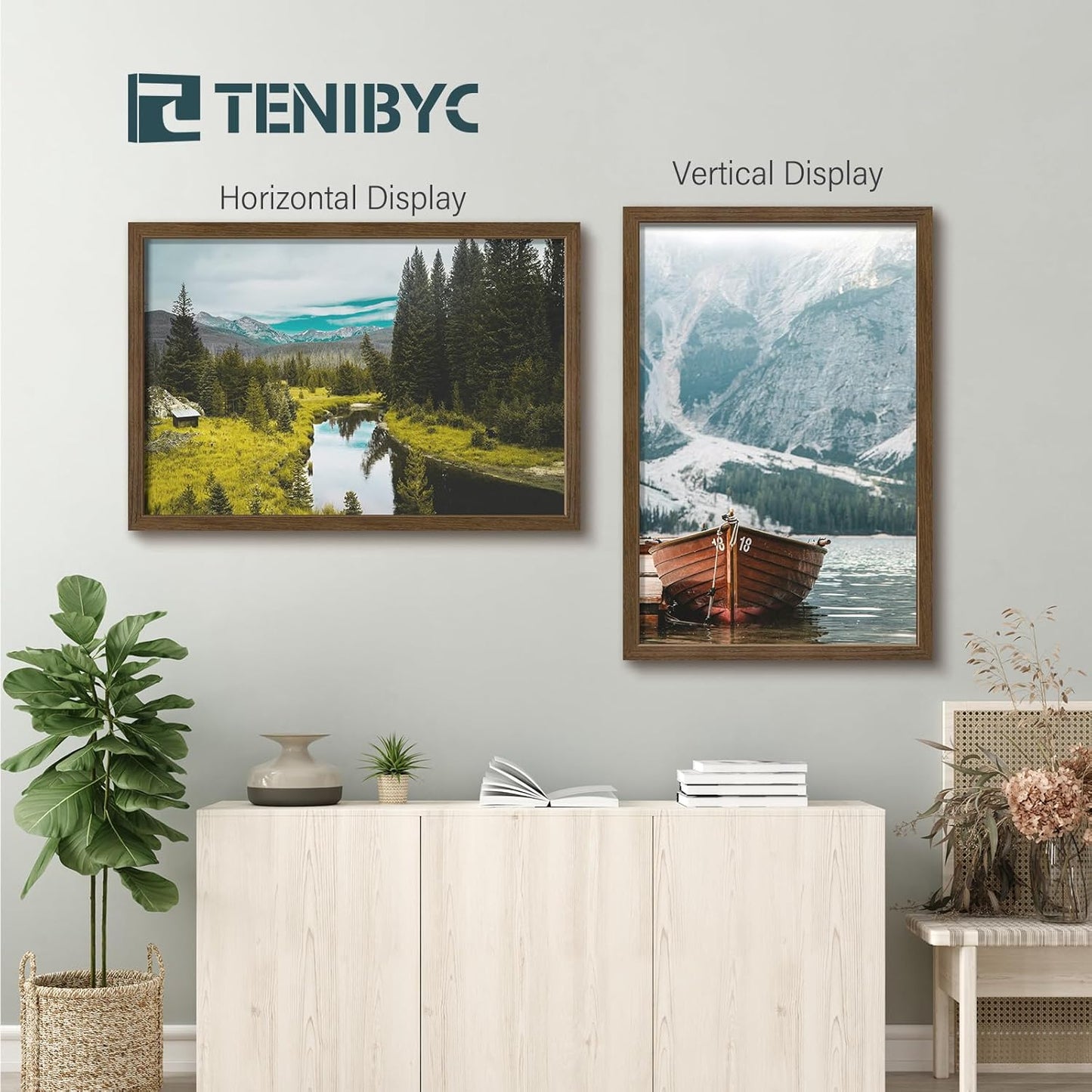 24x36 Poster Frame 3 Pack - Brown Woodgrain, Wood Picture Frame, Wall Gallery Frame - Wall Hanging