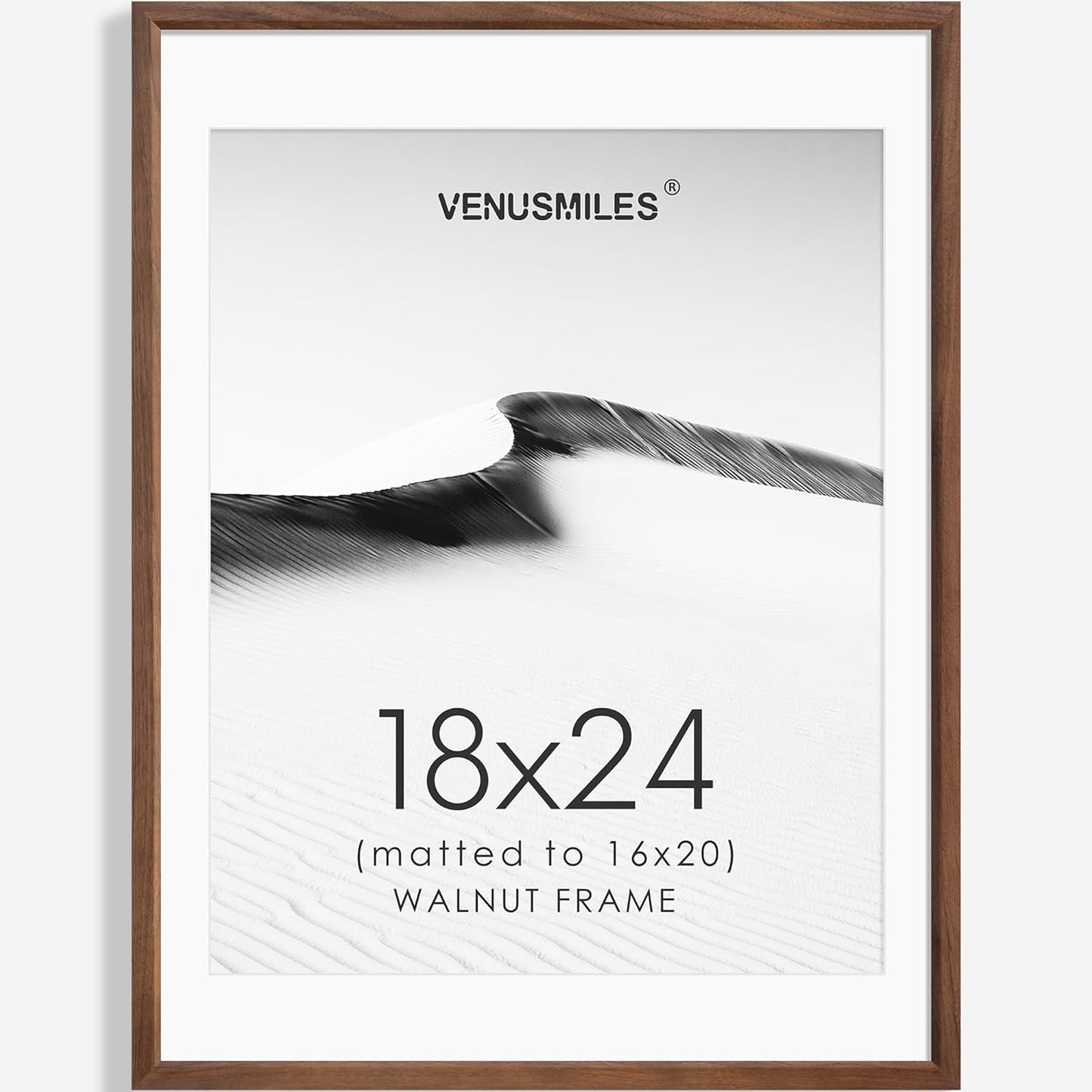 18x24 Poster Frame Natural Solid Walnut Photo Frames with 16x20 Removable Mat Wall Hanging Large Handcrafted Frame with HD Plexiglass Wall and Tabletop Display Large Picture Frame