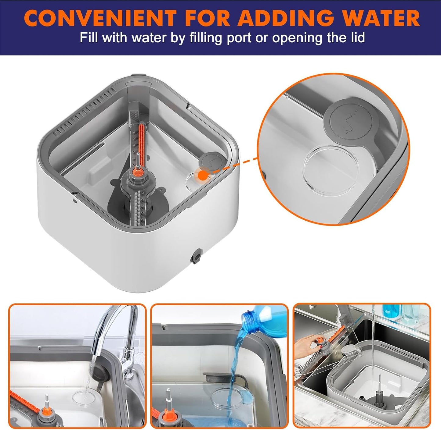 KZKR Spin Mop and Bucket Set with Self Separation Dirty and Clean Water System, Self Wringing 360° Rotating Square Mop Head for Home Floors Cleaning (2.0 Mop and Bucket Set (2 Pads))