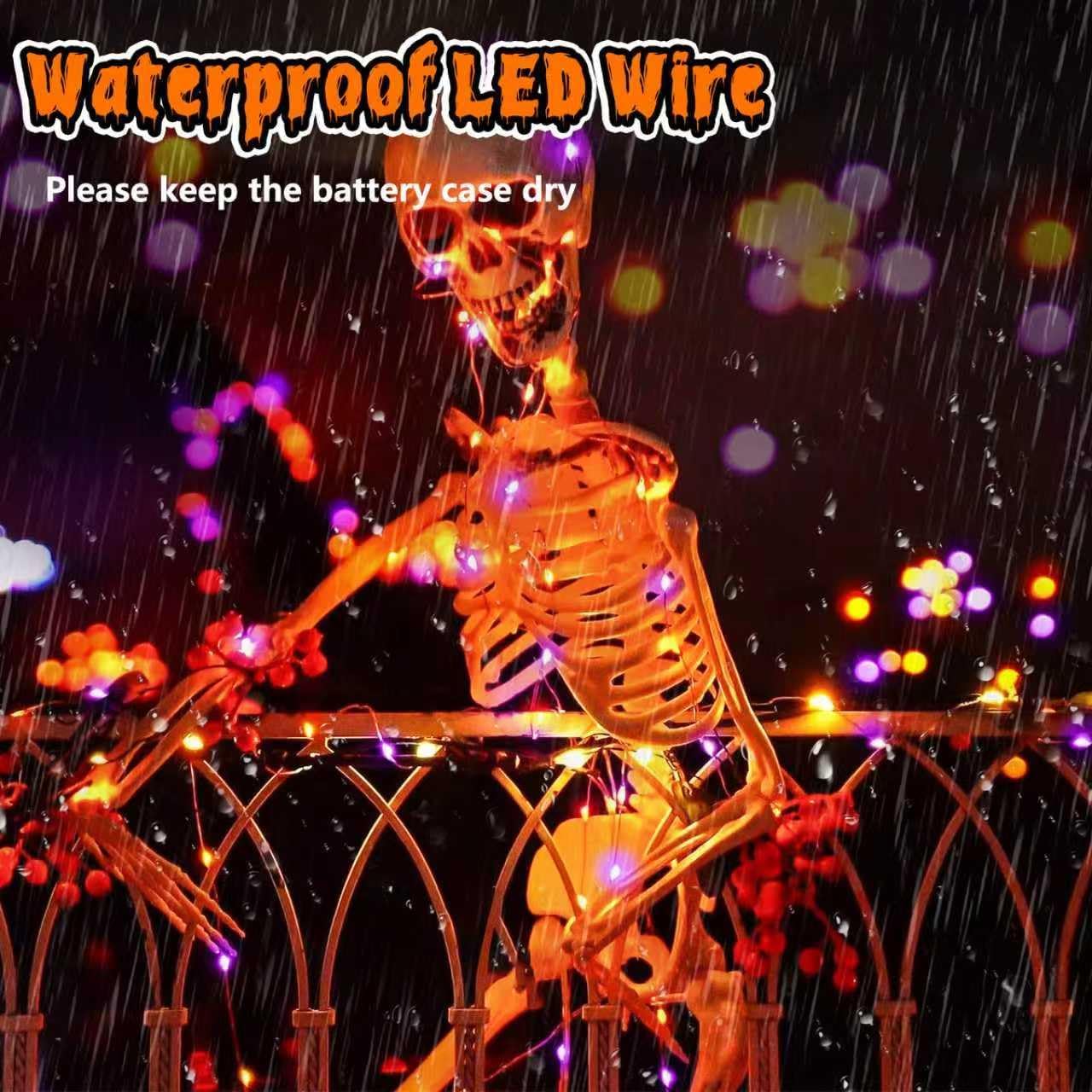 3 Pack 78 FT 240 LED Fairy Lights Battery Operated with Remote & Timer, Orange and Purple Halloween String Lights 8 Modes Waterproof Twinkle Lights for Indoor Outdoor Halloween Party Home Decorations