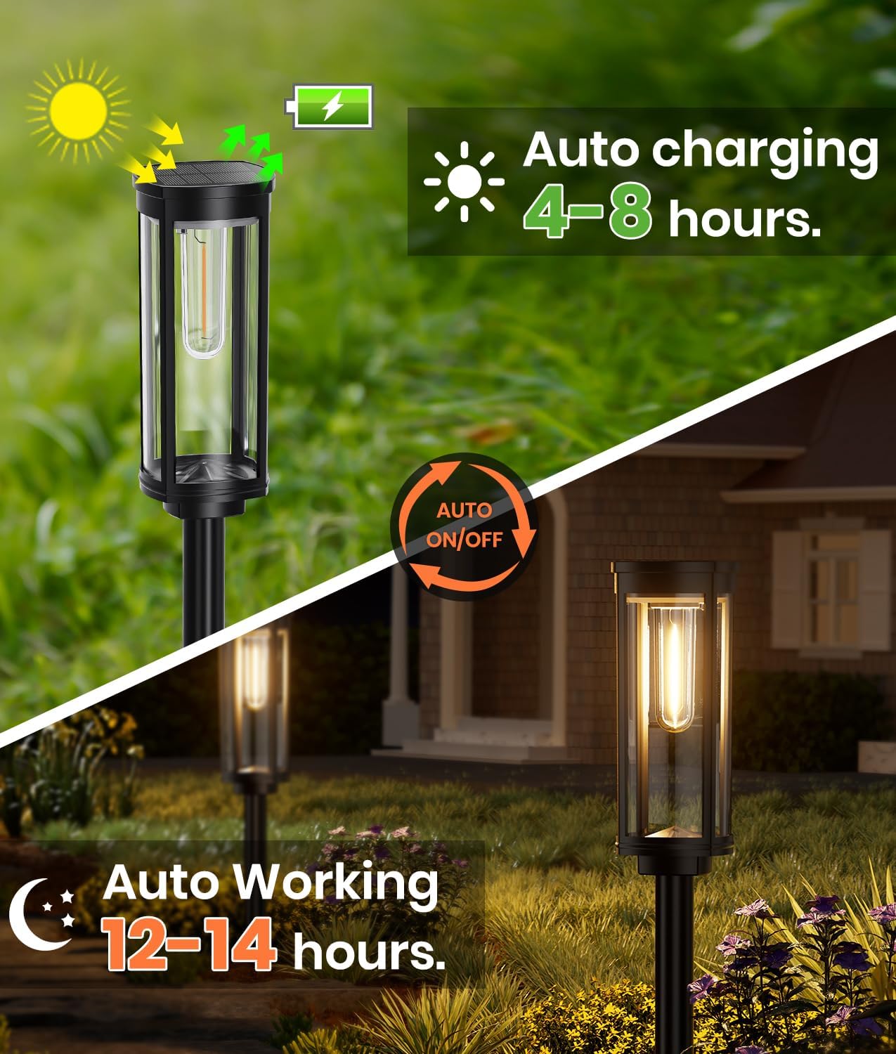 6 Pack Solar Pathway Lights Outdoor, Modern Super Brightness LED Solar Path Lights, IP65 Waterproof Garden Solar Powered Landscape Lighting for Outside Yard Garden Driveway Walkway Decor