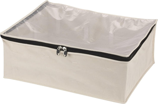 Household Essentials 3364-1 Cotton Canvas Blanket Storage Bags | Natural, Off-White