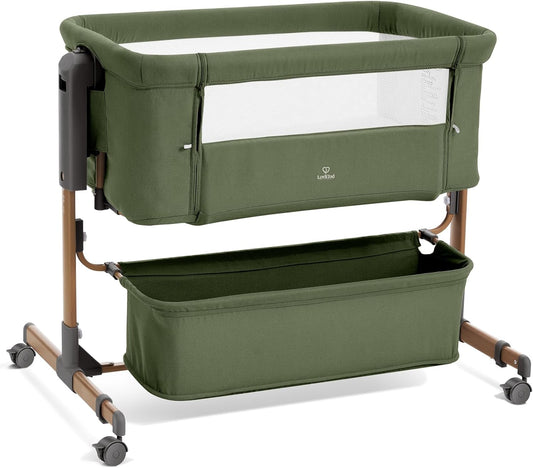 3 in 1 Baby Bassinet, Rocking Bassinet, Bedside Bassinet, 6-Height Adjustable, Bassinet Bedside Sleeper, Bedside Bassient for Baby with Comfy Mattress, Breathable Mesh, Large Storage Basket