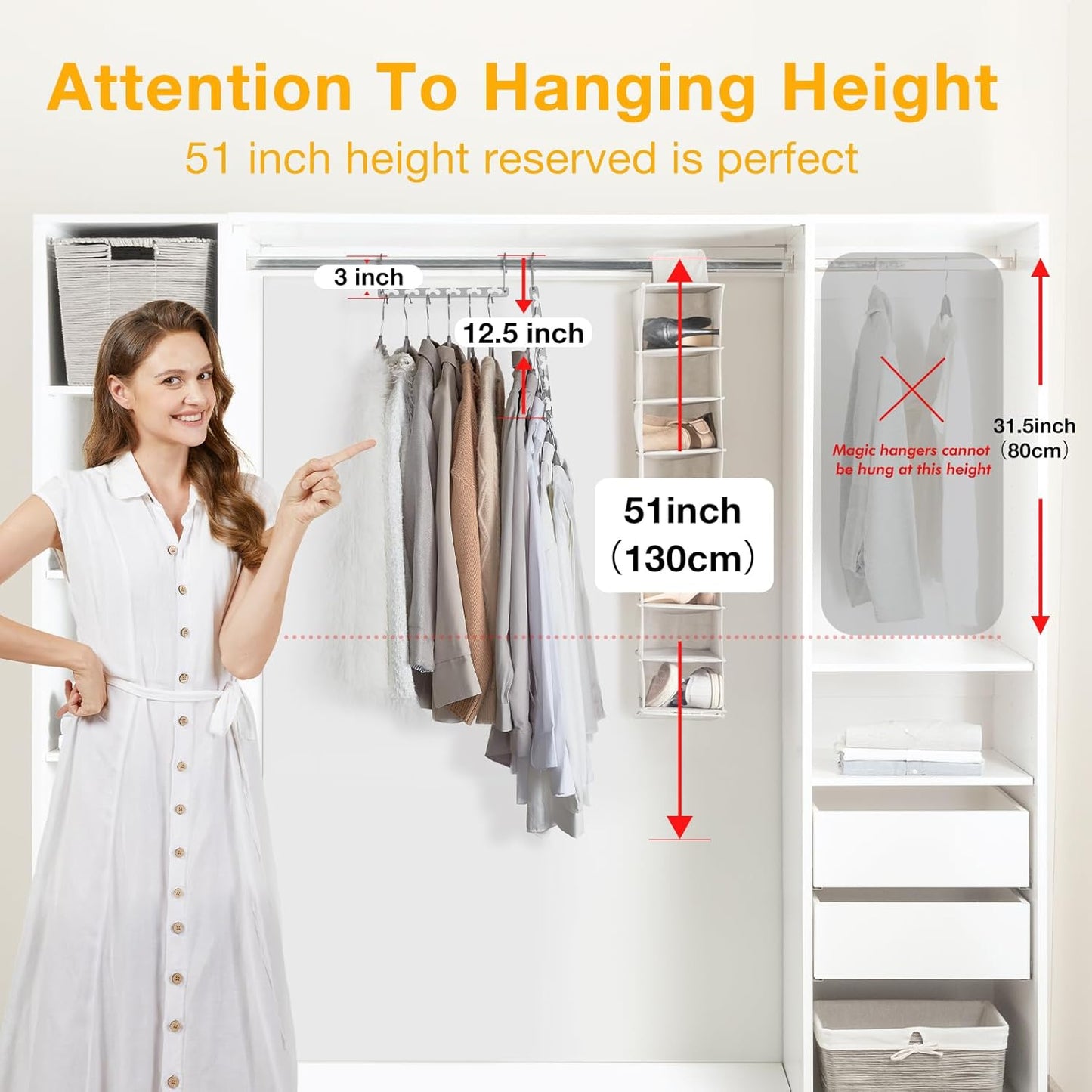 HOUSE DAY Space Saving Hangers for Clothes 4 Pack, Heavy Duty Hanger Organizer | 30 Lbs Capacity |, Metal Magic Hanger, Sturdy Multi Hangers, Closet Space Saver Closet Organizers and Storage