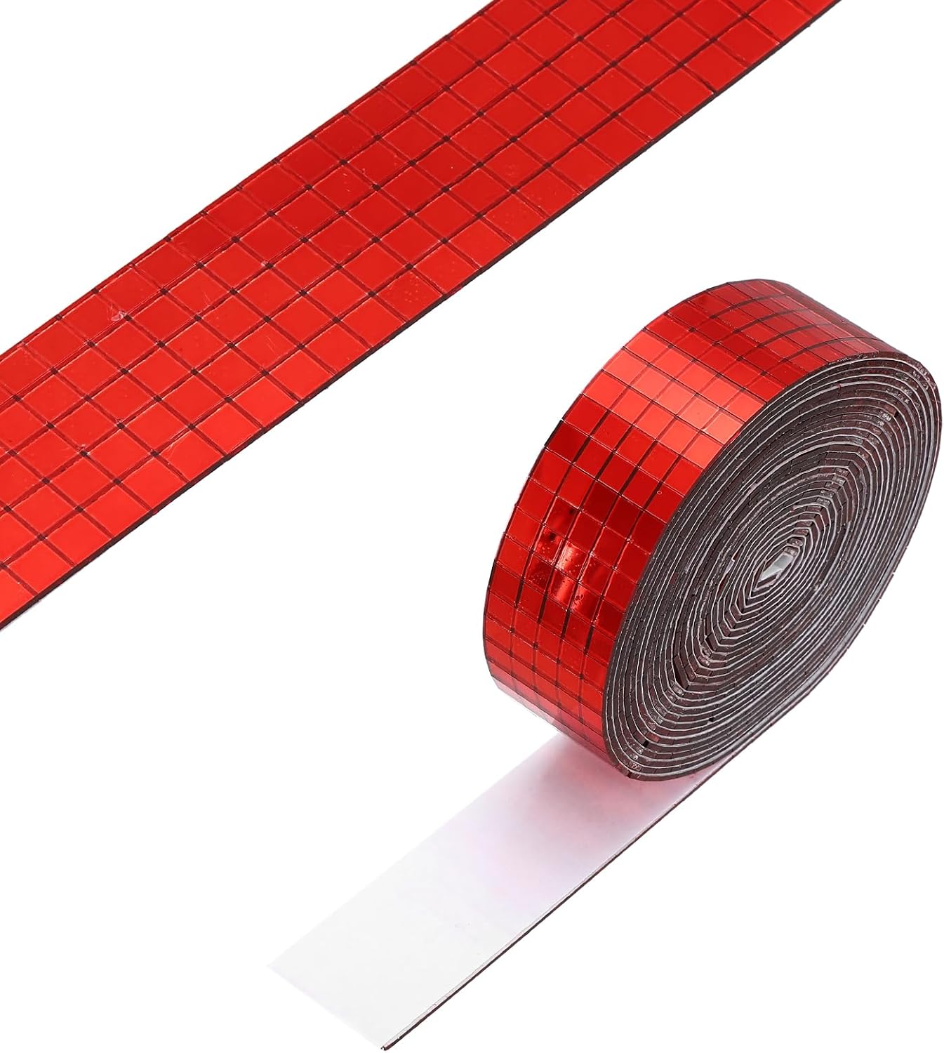 PATIKIL 5x5mm Self Adhesive Mirrors Mosaic Tiles, 3600 Pcs Square Mini Glass Mosaic Disco Tile Sticker for DIY Craft Disco Ball Party Decoration, Red