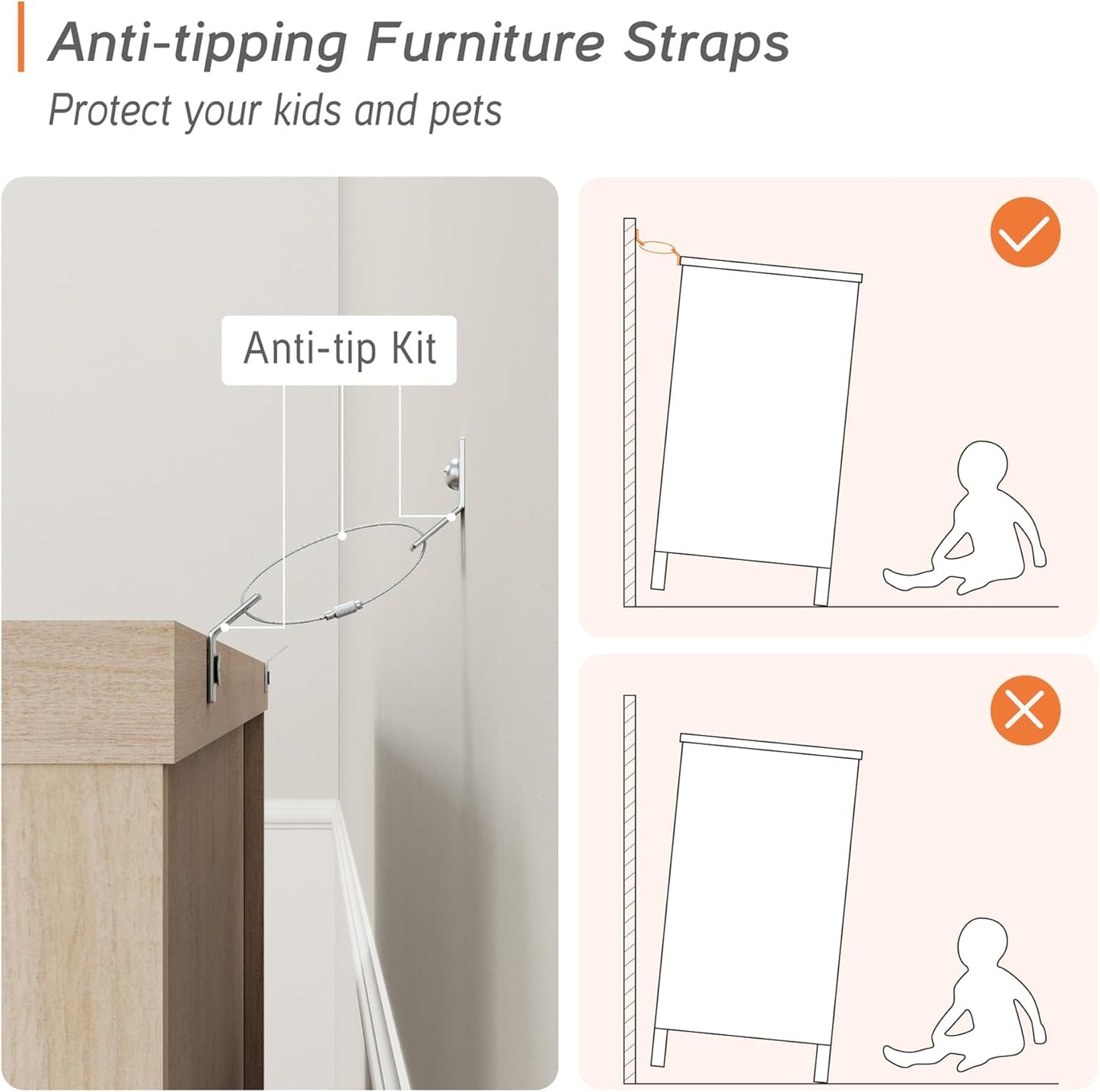 WAMPAT Kids Dresser with 6 Drawers, Baby Dressers with Wide Chest of Drawers, Mid Century Modern Wooden Closet Storage Organizer, Large Wood Dressers for Bedroom, Nursery, Hallway, Beige, 68 inch