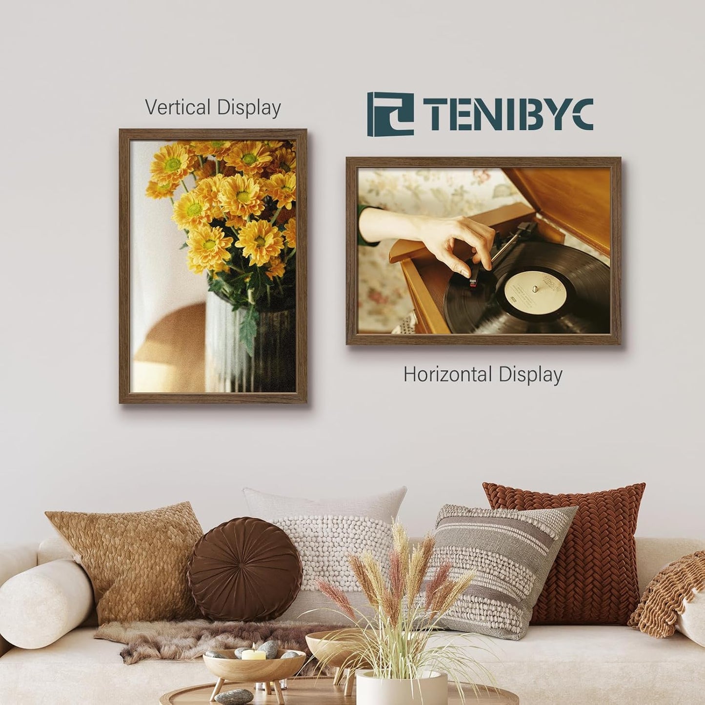 16x24 Poster Frame 3 Pack - Brown Woodgrain, Wood Poster Frame, Gallery Picture Frame - Wall Hanging