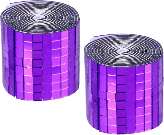 MECCANIXITY Self Adhesive Glass Mirror Mosaic Tiles 3200 Pcs 5 x 5 mm Disco Tiles for Craft Decoration Glass Mirror Disco Ball Purple 2 Pcs