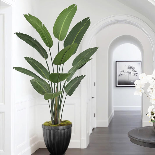 6FT Artificial Bird of Paradise Plant (72in) Tall Faux Tree with Realistic 13 Leaves, Fake Tropical Floor Potted Artificial Plants for Home Office Living Room Indoor Decor (6feet,1Pack)