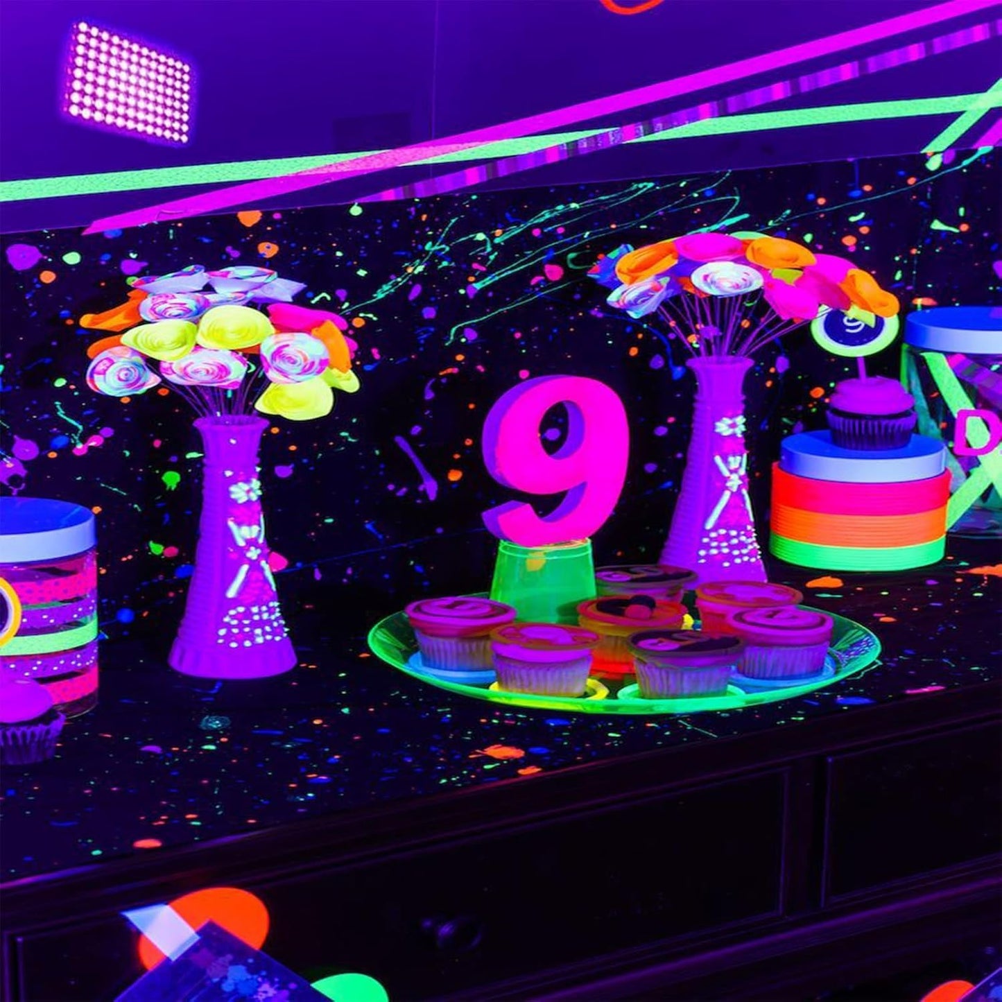 2 Pack 100W UV Black Light, IP65 Waterproof, Glow Party Light, Stage Lighting, Halloween, Body Paint, Fluorescent Poster, Neon Glow