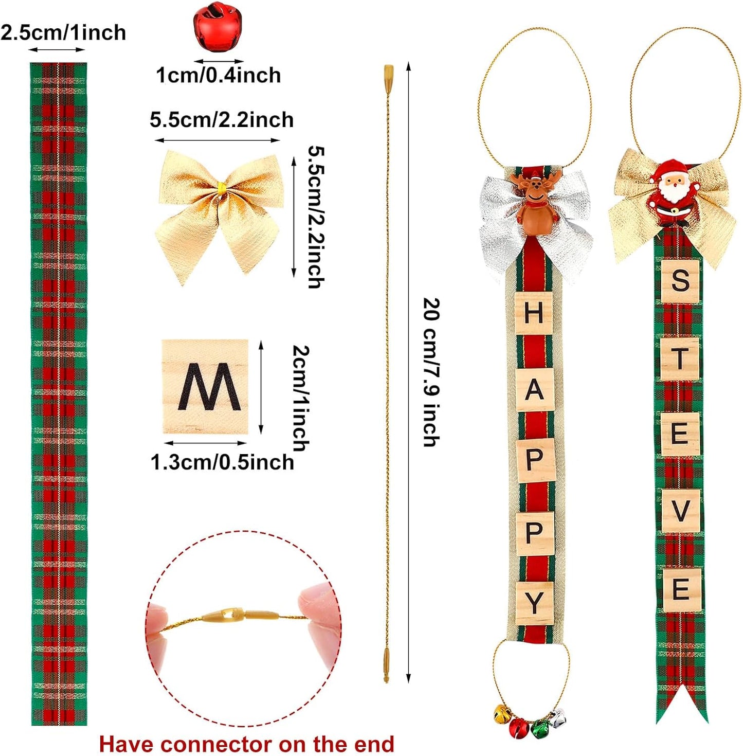 Marsui 452 Pcs Personalized Christmas Craft Kits DIY Christmas Ornaments for Adults Letter Tiles Bells Rustic Stockings Name Tags for Xmas Tree Decorations or Wreath