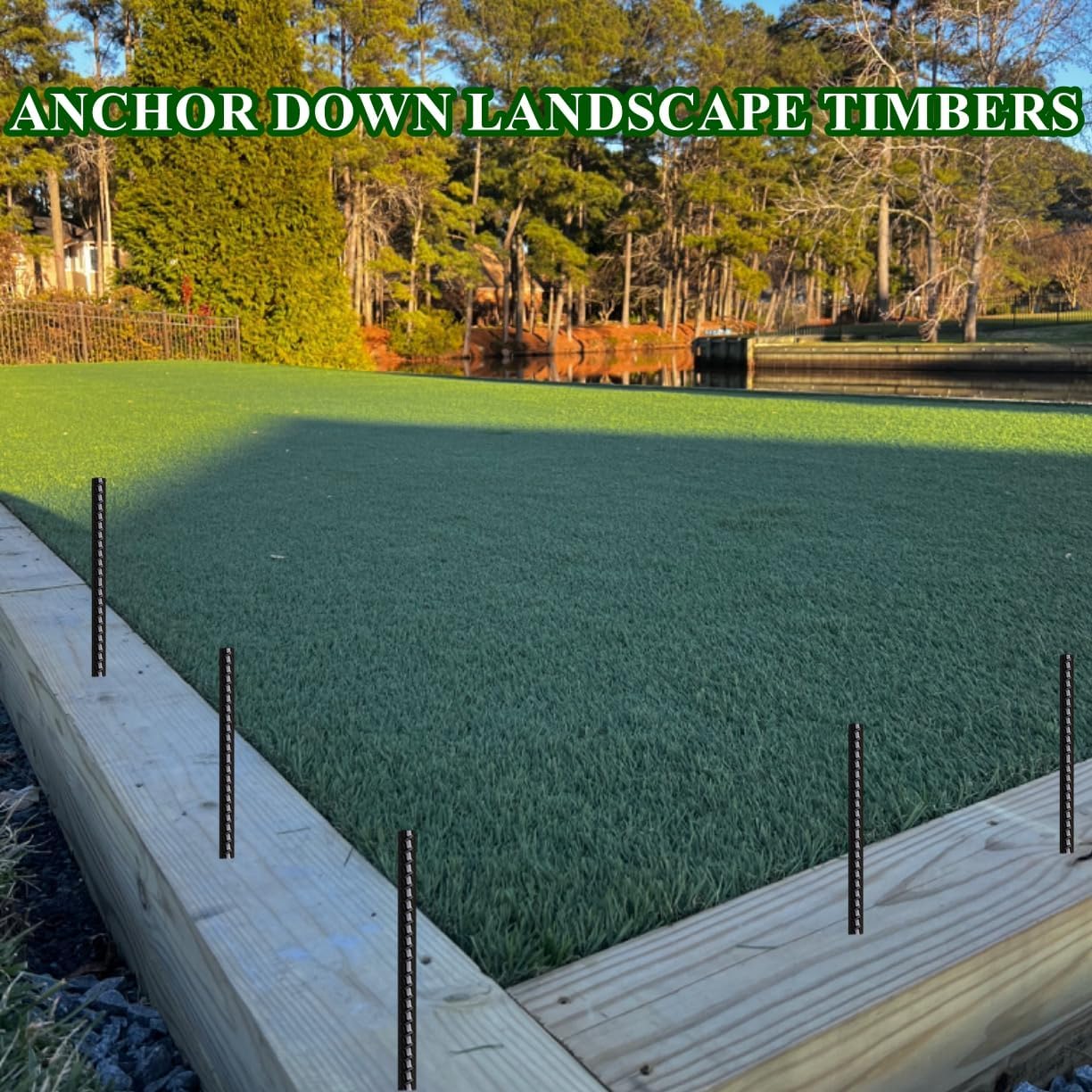 Rebar Stakes 16 Inch 20 Pack Heavy Duty Ground Anchors with Chisel Point End Long Straight Steel Tent Stakes 3/8" Thickness Metal Spikes Black Coated for Concrete Timber Camping Garden Plant