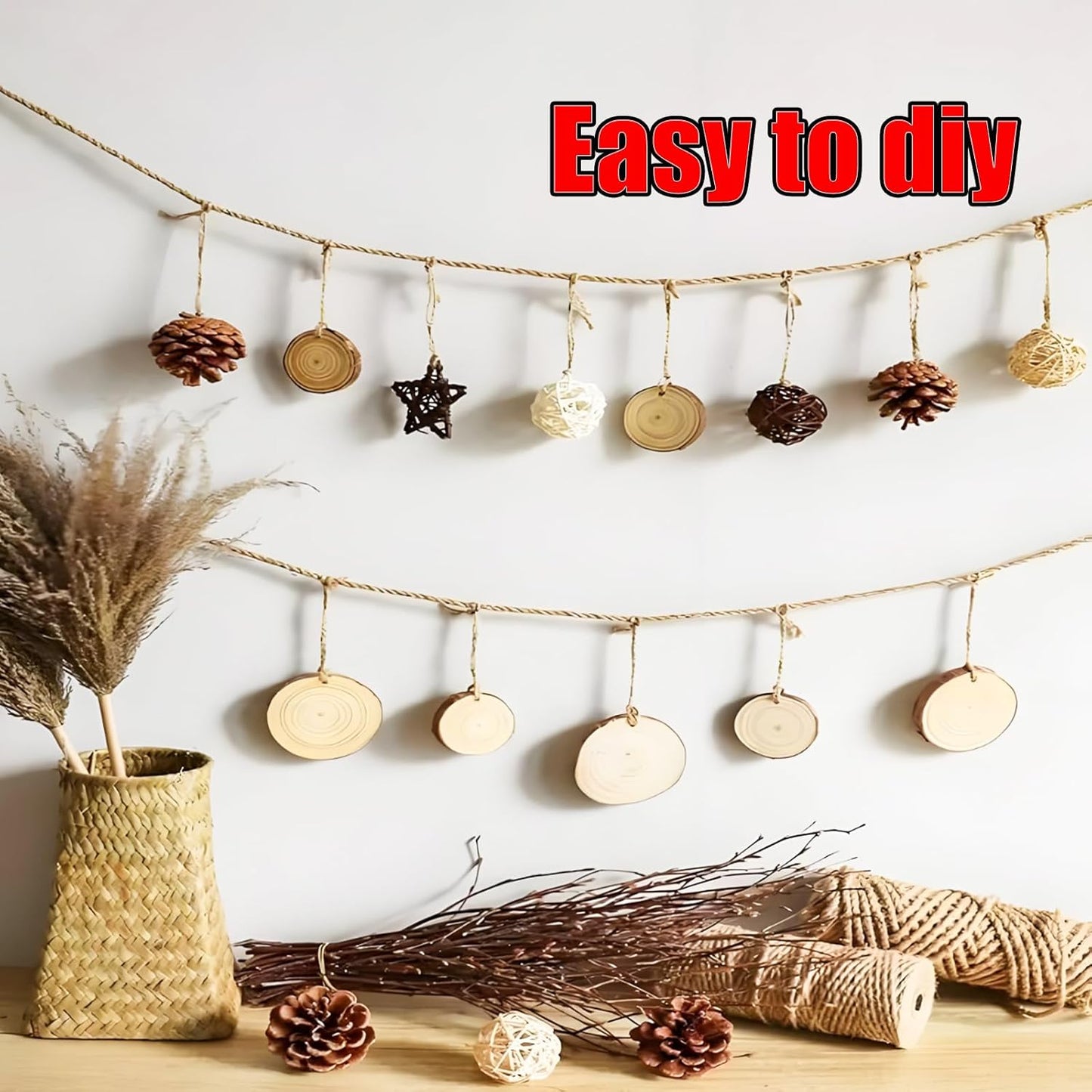 Natural Wood Slices for Wedding Decor, Christmas Ornaments – 20PCS 2.8-3.2 Inch Unfinished Predrilled Wooden Circles, DIY Crafts & Arts