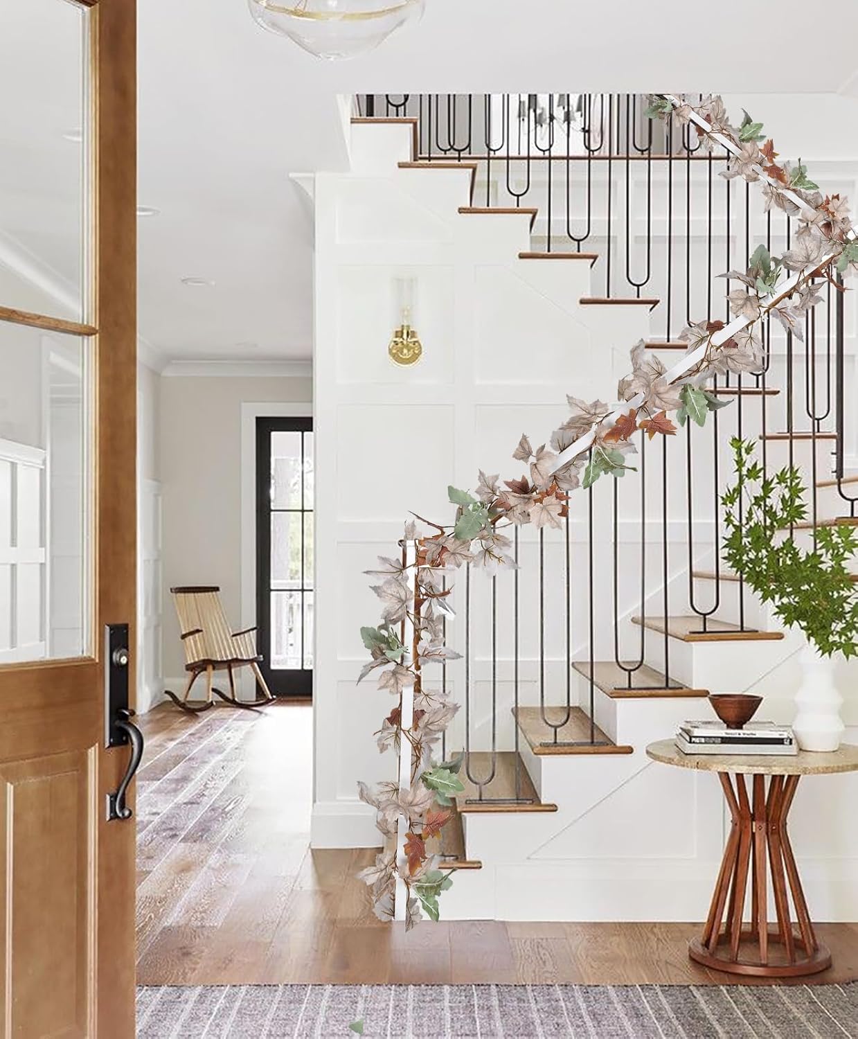 Lvydec 2 Pack Fall Maple Garland - 5.9ft/Piece White Artificial Fall Foliage Garland Colorful Autumn Decor for Home Wedding Party