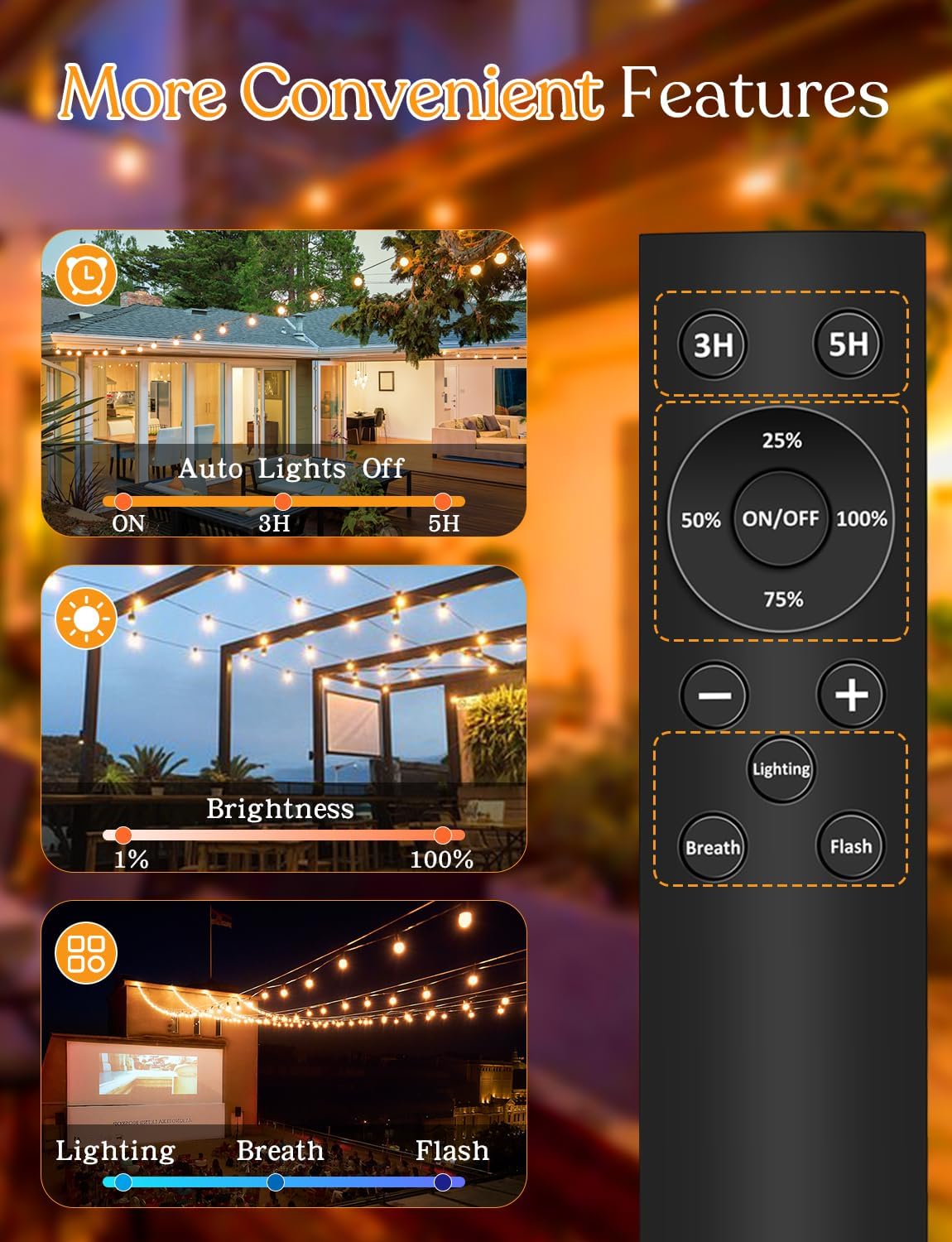 200FT Outdoor Lights for Patio – Dimmable String Lights for Outside with Remote – LED Hanging Lihgts Waterproof Shatterproof ST38 Edison Bulbs for Backyard Cafe Bistro Porch Christmas Party