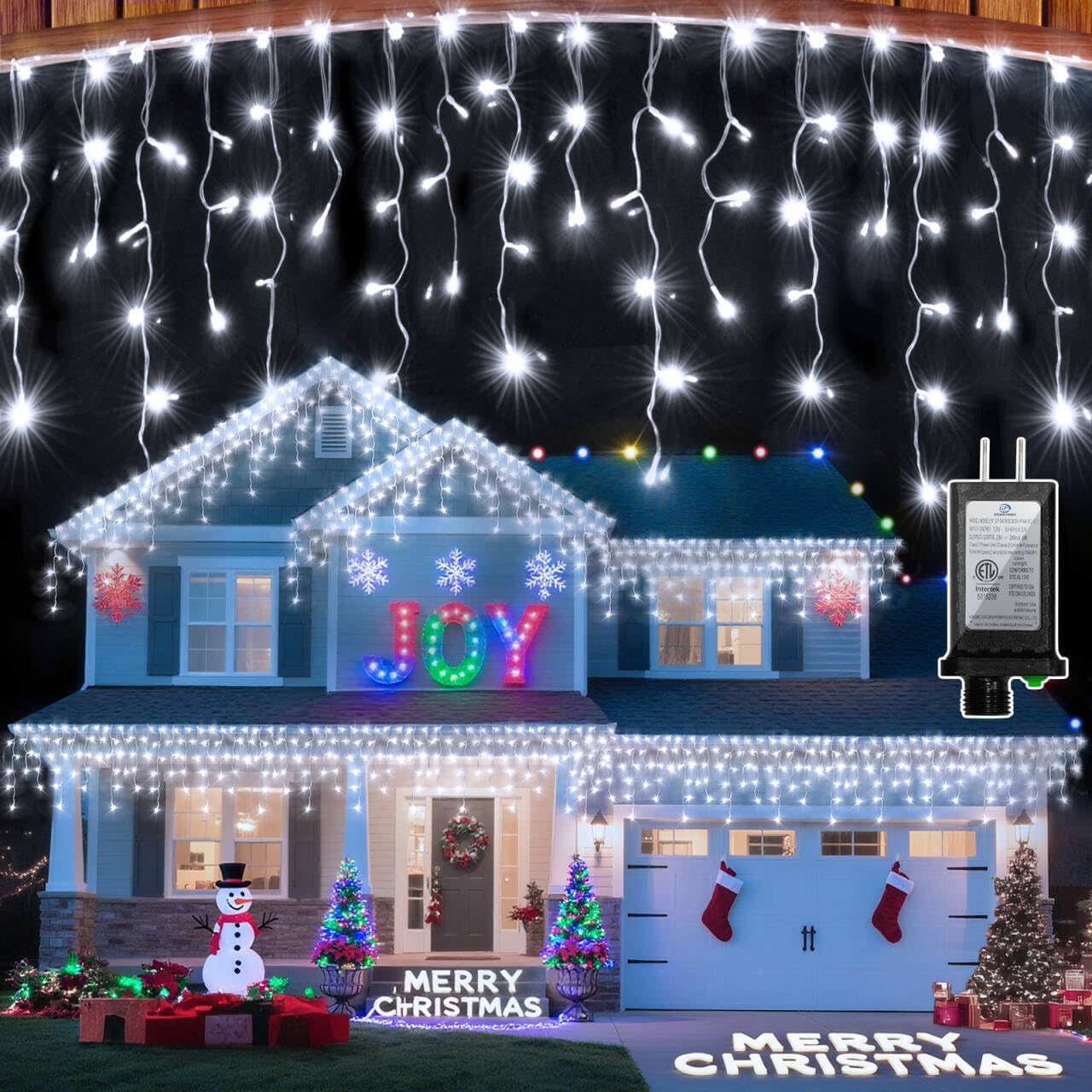 666 LED 66FT Icicle Lights Waterproof- 148 Drops 12 Modes Christmas Light with Memory Timer, Dimmable Christma TreeLights for Roof Balcony Holiday Gifts Cool White