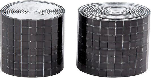 Self Adhesive Mosaic Tiles, 3200 Pieces Disco Ball Tiles, 5 x 5 mm Glass Mirror Mosaic Tiles, Square Mirror Tiles Sticker for DIY Vase, Art Collage, Photo Frames, Home Party 2 Rolls (Black)