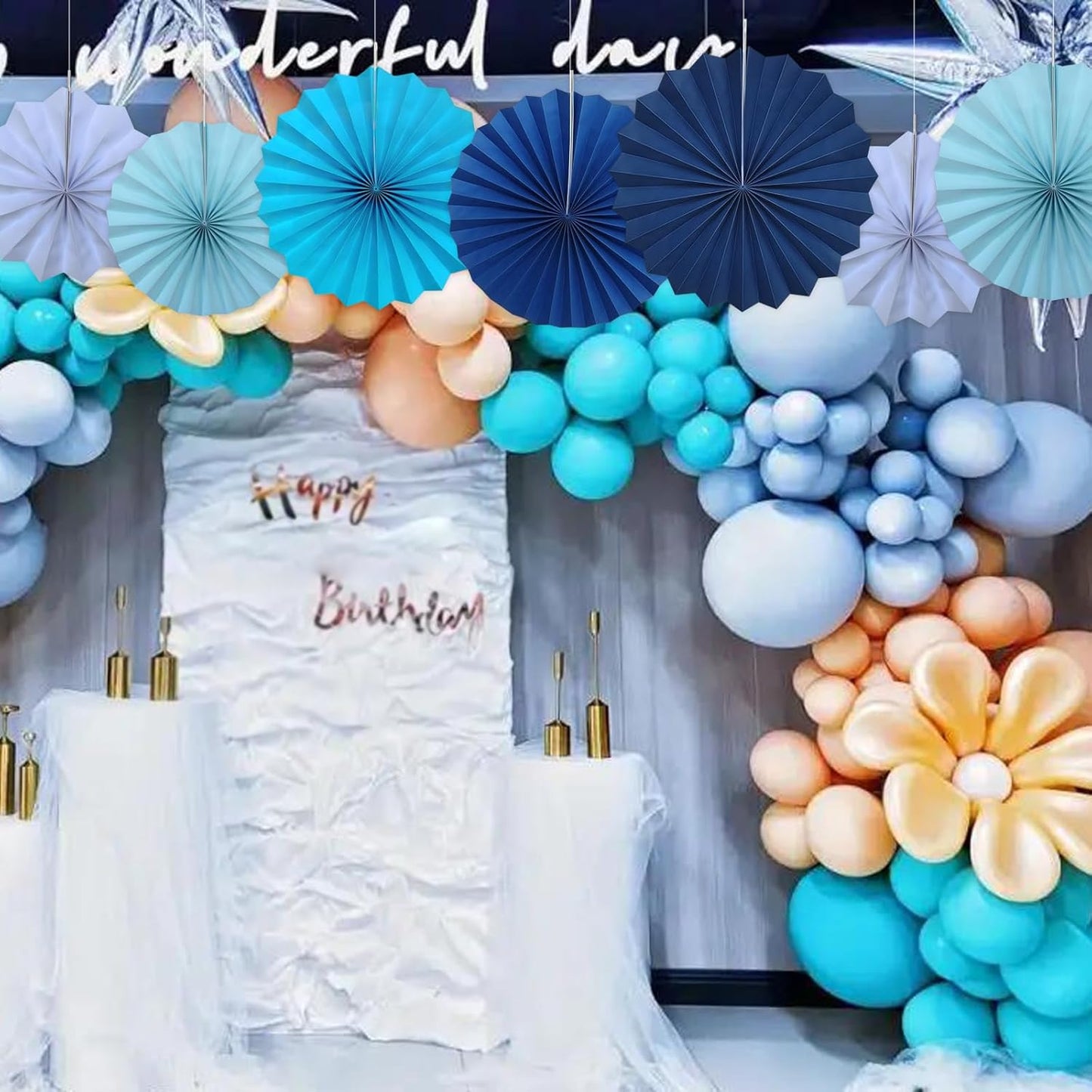 White Party Decorations,Wedding Decorations for Party Events Accessories,White Birthday Decor,Anniversary Decorations,Birthday Decorations for Men 8in Hanging Paper Fans 30 Color DIY Set(White)