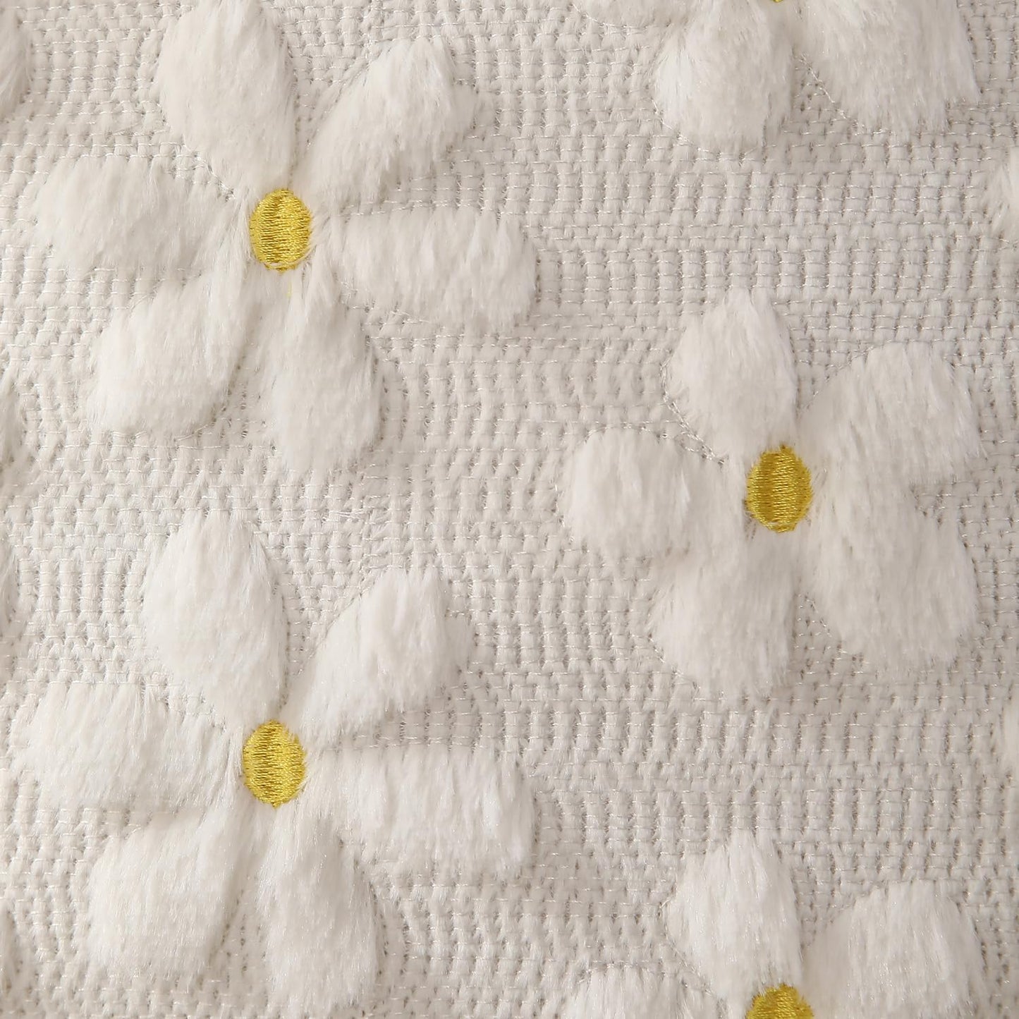 DFXSZ Spring Summer Pillow Covers 18x18 inch Set of 2 Farmhouse Decor Yellow Flower Heart Daisy Soft Plush Faux Fur Jacquard Throw Pillows for Bedroom Sofa Holiday Spring Summer Home Decor PTK024A18