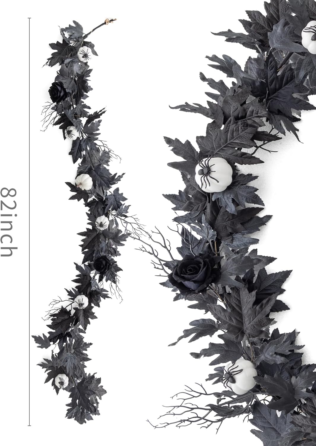 MISSPIN 6FT Black Maples Leaf Garland, Halloween Fall Leaf Garland Artificial Hanging Black Maple Autumn Vine Fall Decor Maple Thanksgiving Halloween Home Decor