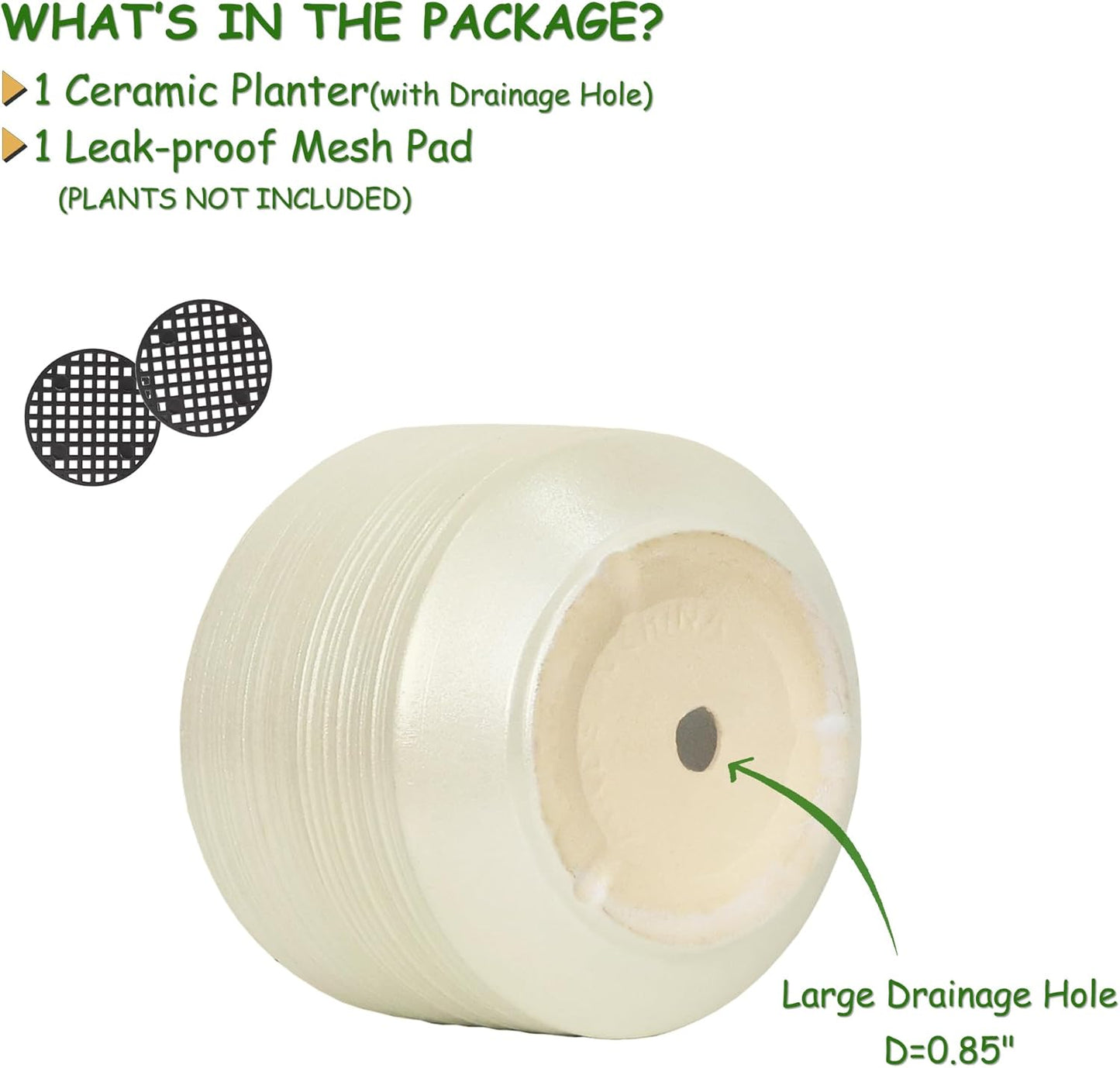 10 Inch Ceramic Plant Pot with Drainage – Large Flower Pot for Indoor Outdoor Plants, Modern Decorative Planter for Patio, Balcony, Garden, or Home Decor