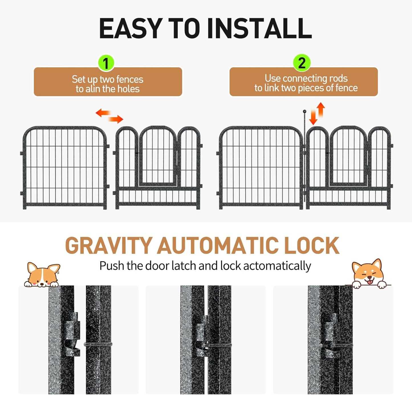 Metal Dog Playpen, 40 Inch Height 16 Panels, Large Dog Fence for Large/Medium/Small Dogs Indoor & Outdoor Bliss, Perfect Dog Pen for Camping, Yard, and RV | Black-Silver