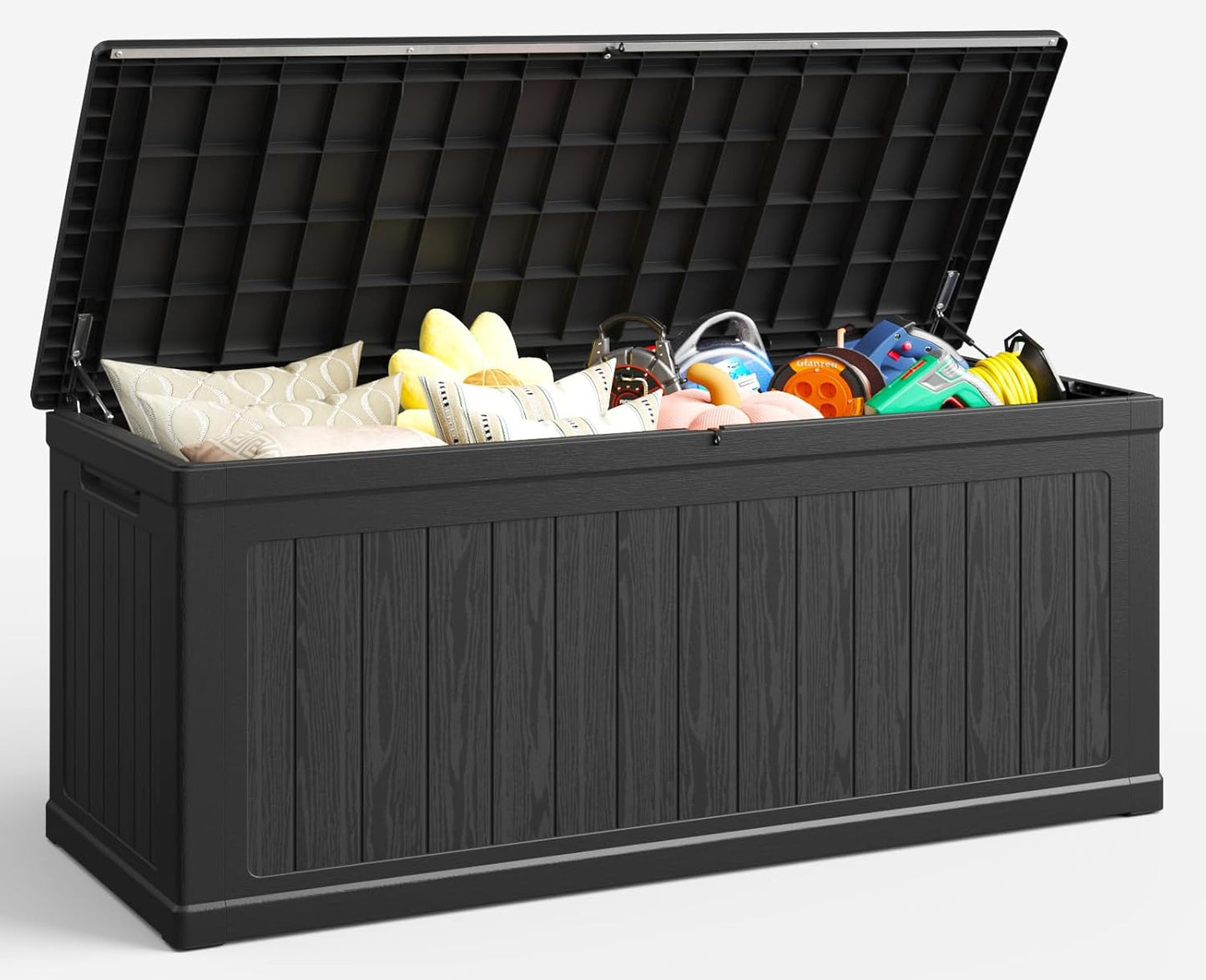 260 Gallon Outdoor Extra Large Resin Storage Box, Waterproof Deck Box Lockable & UV-Resistant, Outside Cushion Storage for Patio Furniture, Garden Tools, Pool Accessories, Black