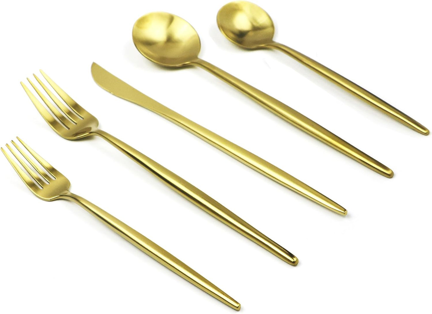 20-Pieces Luxury Gold 18/10 Stainless Steel Flatware Set, Matte Finish, Service for 4