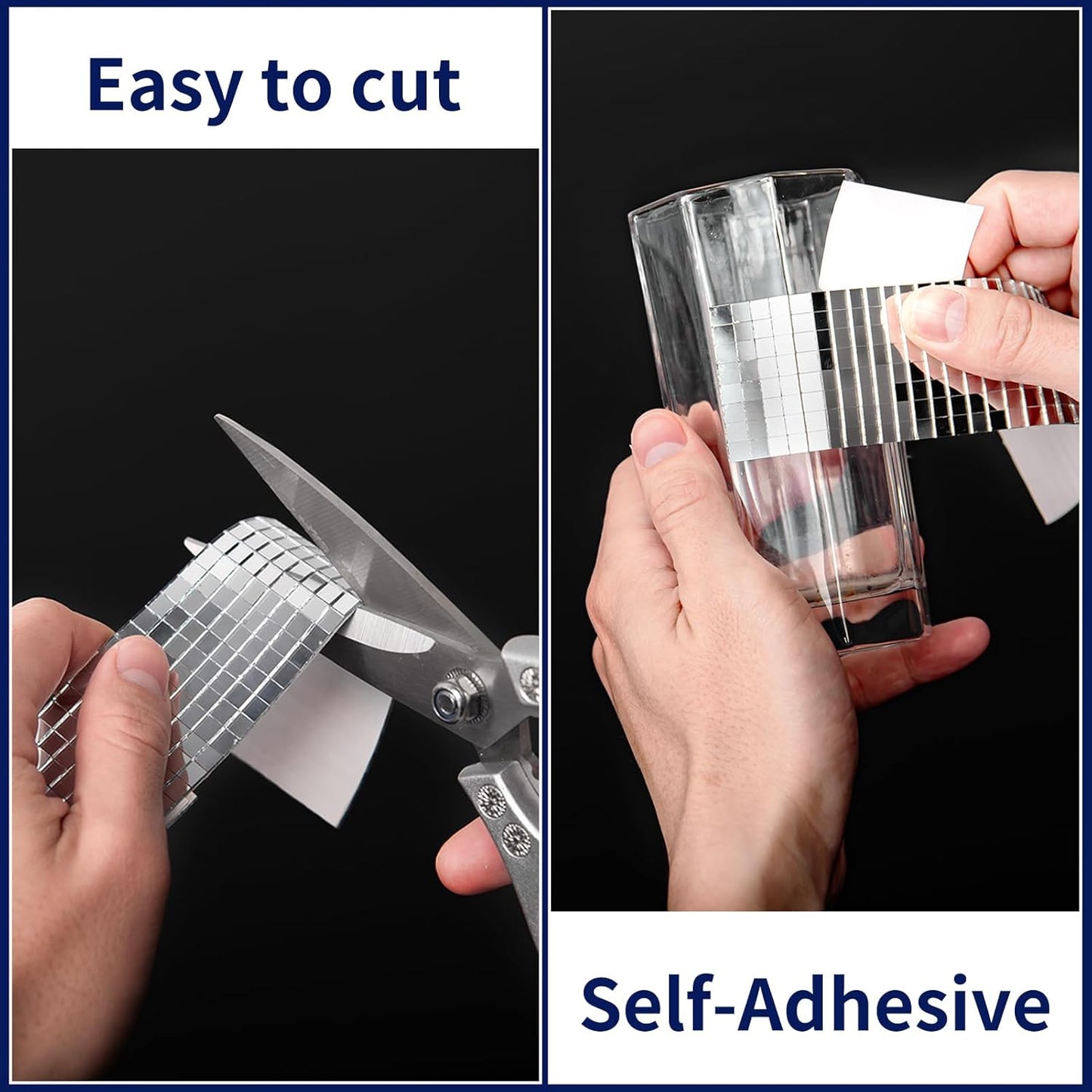 Art3dwallpanels 18 Pack Self-Adhesive Glass Mirror Mosaic Tiles 7092 Pieces Small Square Mirror Tiles Sticker for DIY Craft Decoration, Disco Ball Silver