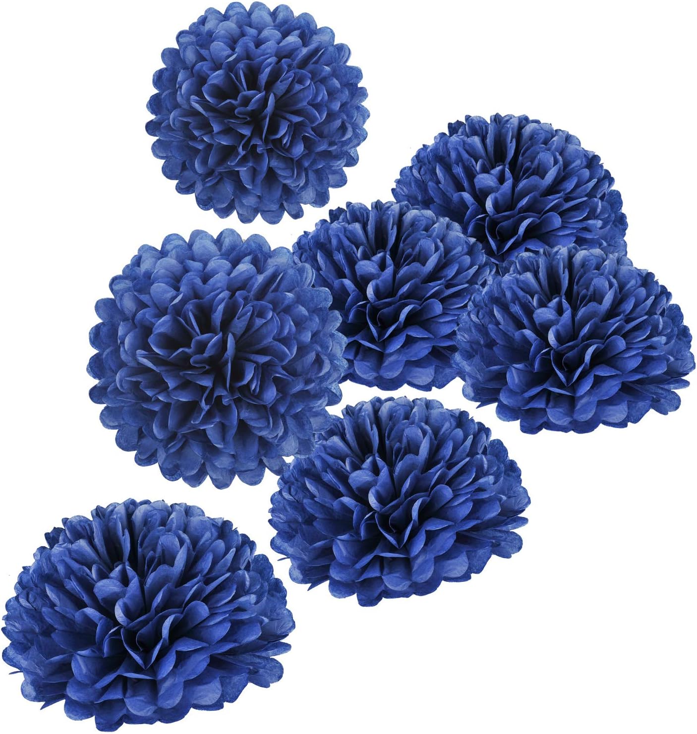 MISU 10" Navy Blue Tissue Pom Poms DIY Tissue Paper Flowers for Birthday Wedding Baby Shower Tea Party Dessert Table Decoration, Pack of 18