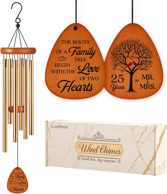 25th Wedding Anniversary Wind Chime, Happy 25th Anniversary Romantic Gifts for Couple, Parents, Wife, Husband, Friends, Sliver Wedding Anniversary's Keepsake Gifts Ideas