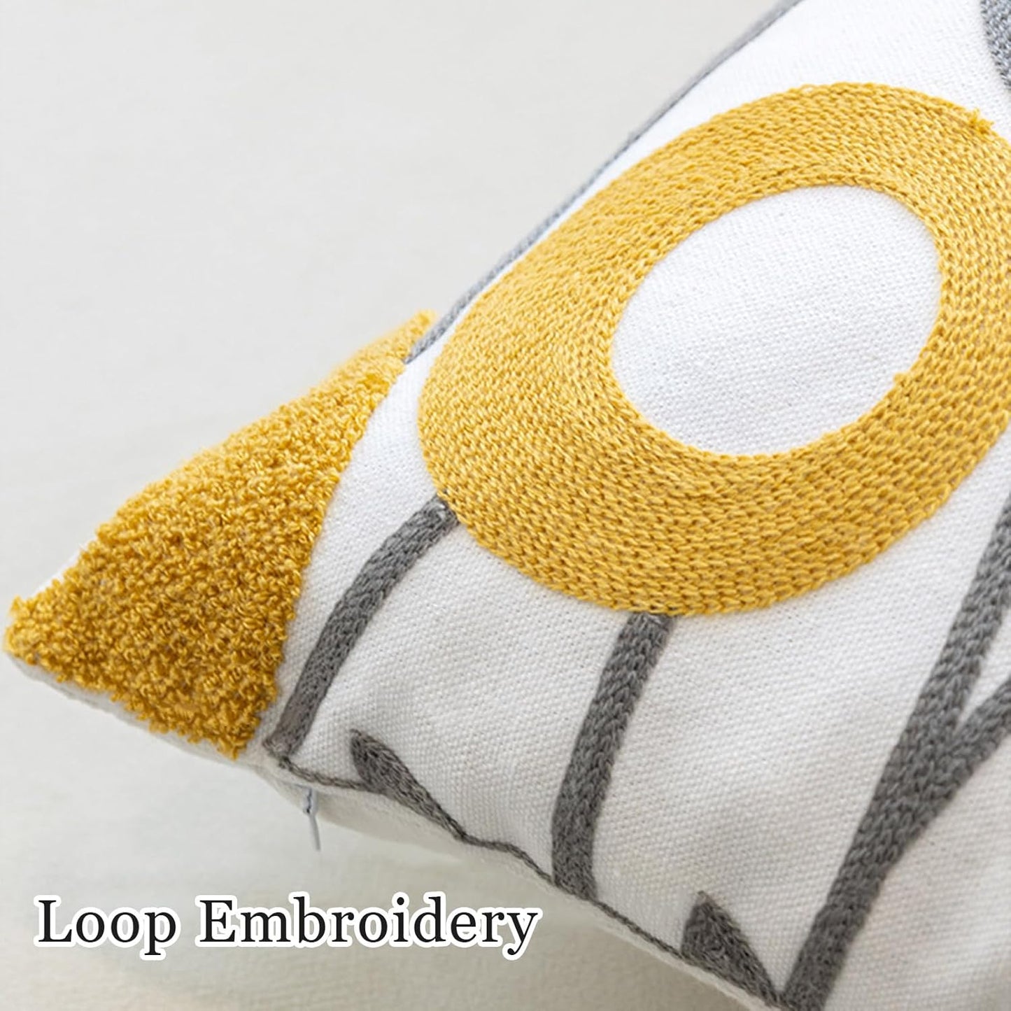 Embroidered Flower Pillow Cover Farmhouse Soft Pillowcase Aesthetic Design Woven Cushion Cover for Sofa Living Room Bed Purple Floral