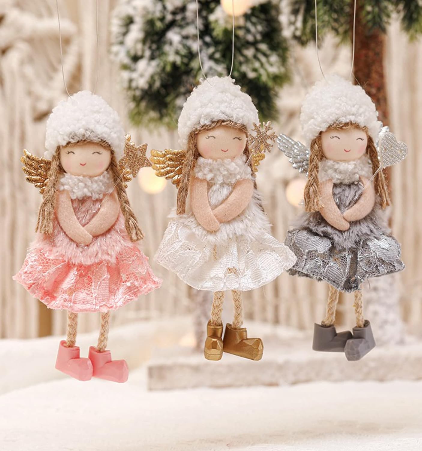 3pcs Christmas Angel Doll Decoration, Christmas Tree Hanging Ornaments, Thanksgiving Day Birthday Gifts, New Year Fairy Presents, Home Party Kids Girls Toys Pendant(GF-X3)
