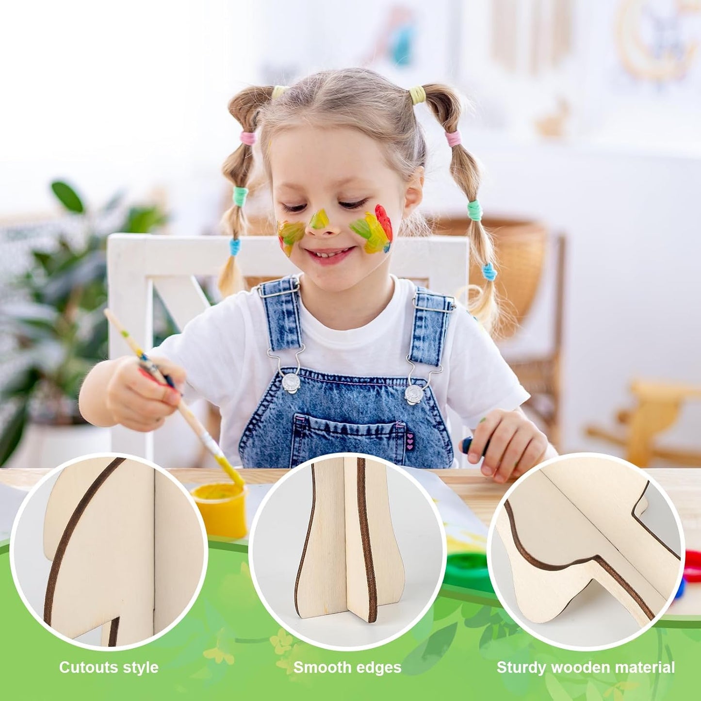 COCHIE DIY 3D Mushroom Spring Wood Crafts to Paint for Kids Adults, Paintable Unfinished Wooden Slices for Craft, Mushrooms Cutouts Ornaments for Painting Decorations (24 PCS)