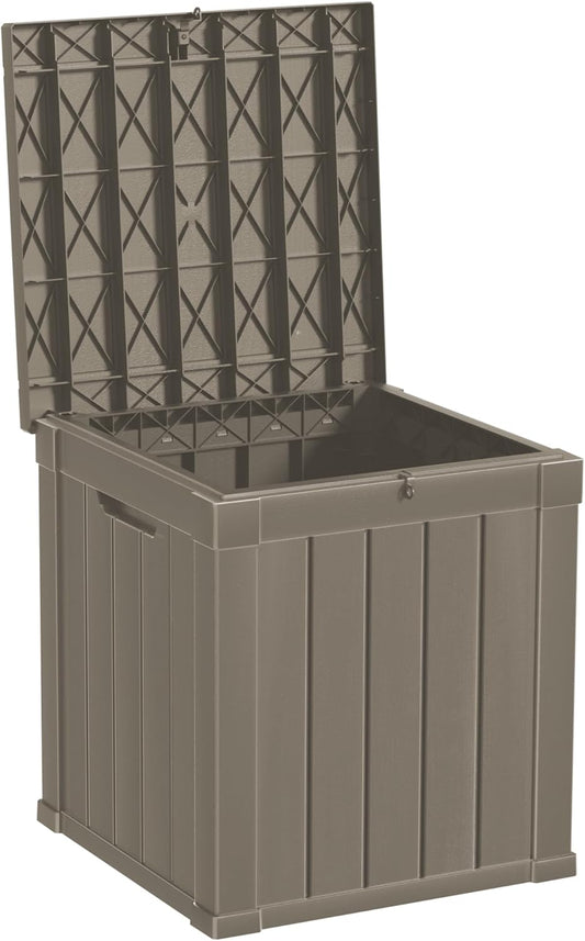 50 Gallon Double-Wall Resin Deck Box - Lockable Waterproof Outdoor Storage Box, 515lbs Capacity & Doubles as Seating for Patio Furniture - Garden Tools, Pool Accessories (Brown)