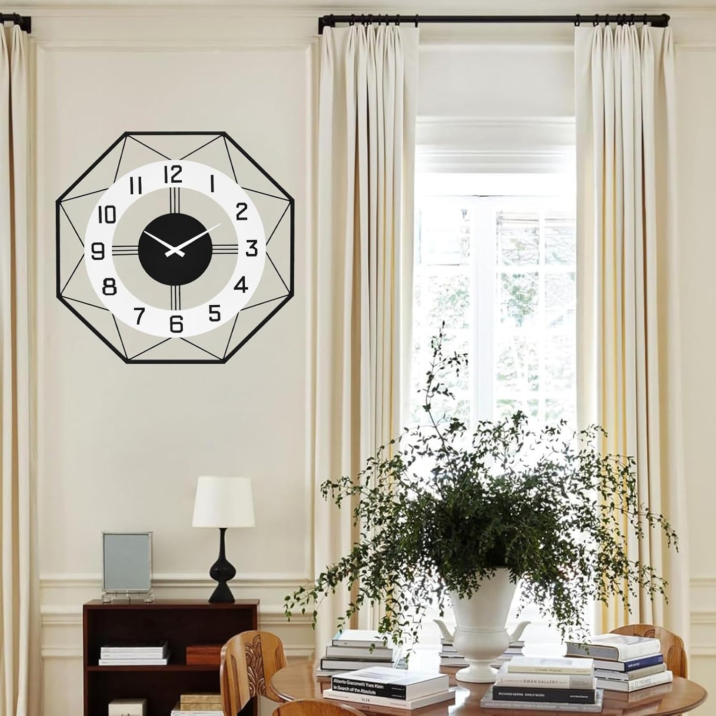 Modern Look Wall Clock – Large Decorative Silent Clock for Living Room Decor, 24 Inch Geometric Design with Numbers Huge Clock