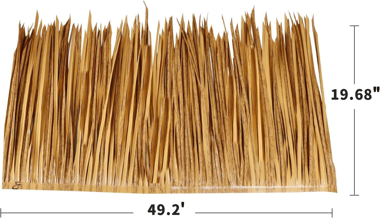 49.2ft Tiki Straw Roof–Mexican Style Artificial Palm Thatch Rolls,Tiki Bar Hut Grass Duck Boat Blinds Grass Runner Rolls Palapa Thatch Roofing for Garden Patio Umbrella Covers Fence Party Decoration