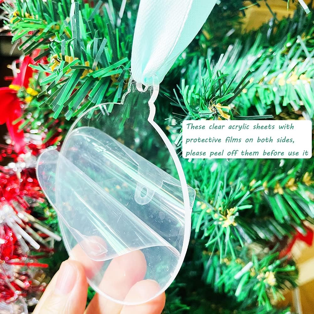 20pcs 3 Inch Clear Blank Acrylic Ornaments - Unfinished Round Acrylic Christmas Hanging Ornaments for Tree Decoration DIY Craft