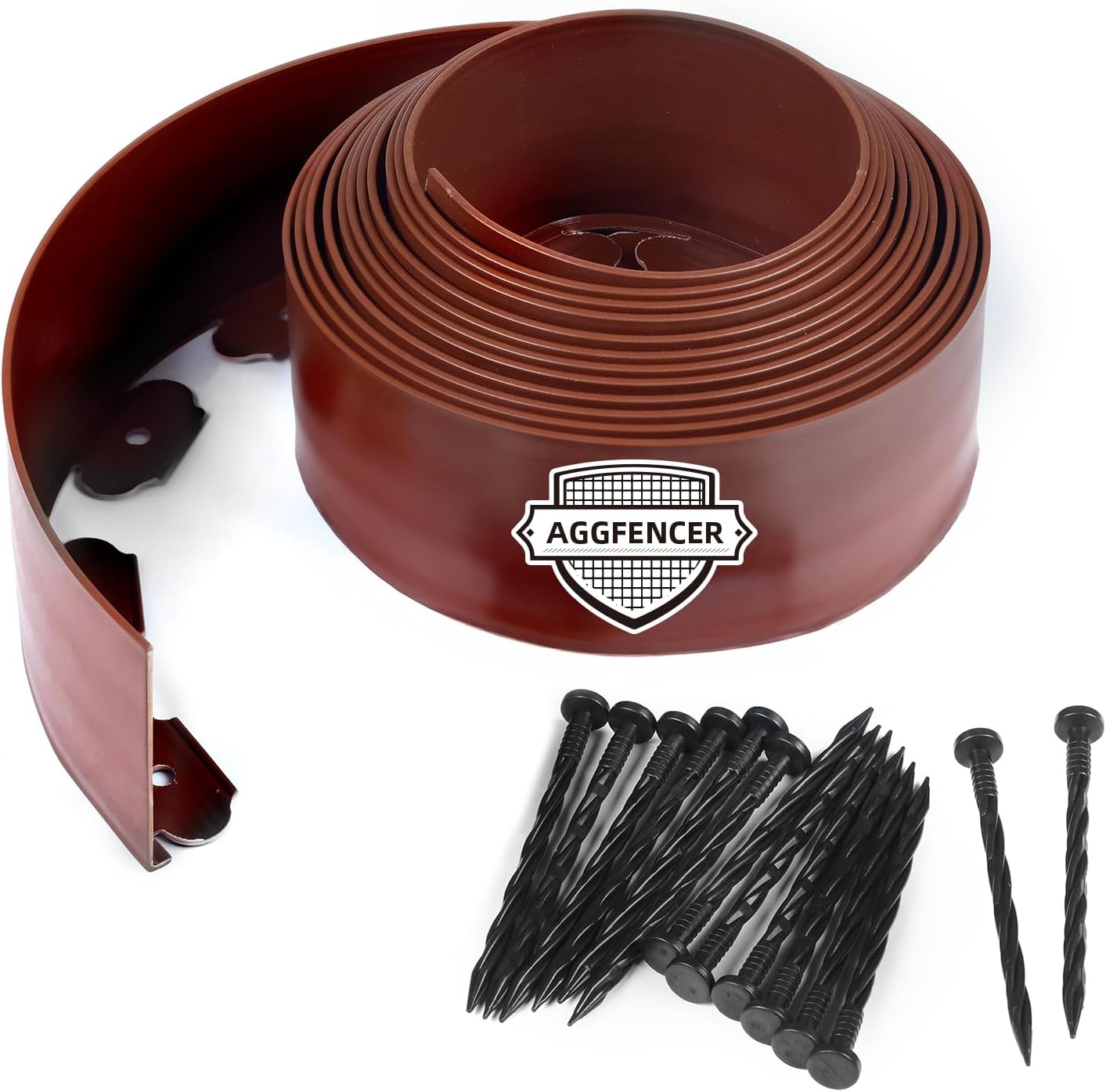 4 in x 100 Ft Garden Landscape Edging, No Dig Garden Edging Border Kit with 184 Pcs Spikes for Flower Bed Lawn Yard Grass Brown