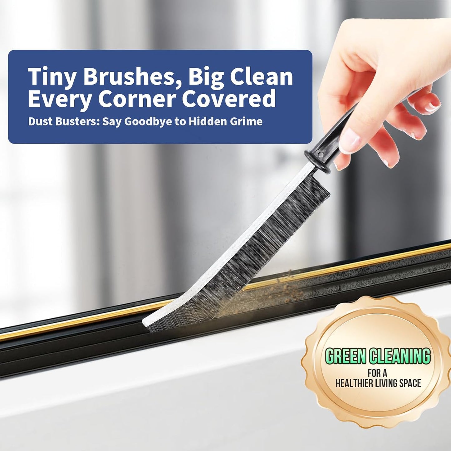 3 Pcs Cleaning Brushes for Household - Crevice Brush for Scrub Small Spaces, Toilet Cleaning Tool with Comfortable Grip, Long&Firm Bristle for Shower Tile Grout, Sinks Gap, Window Tracks, Hinges